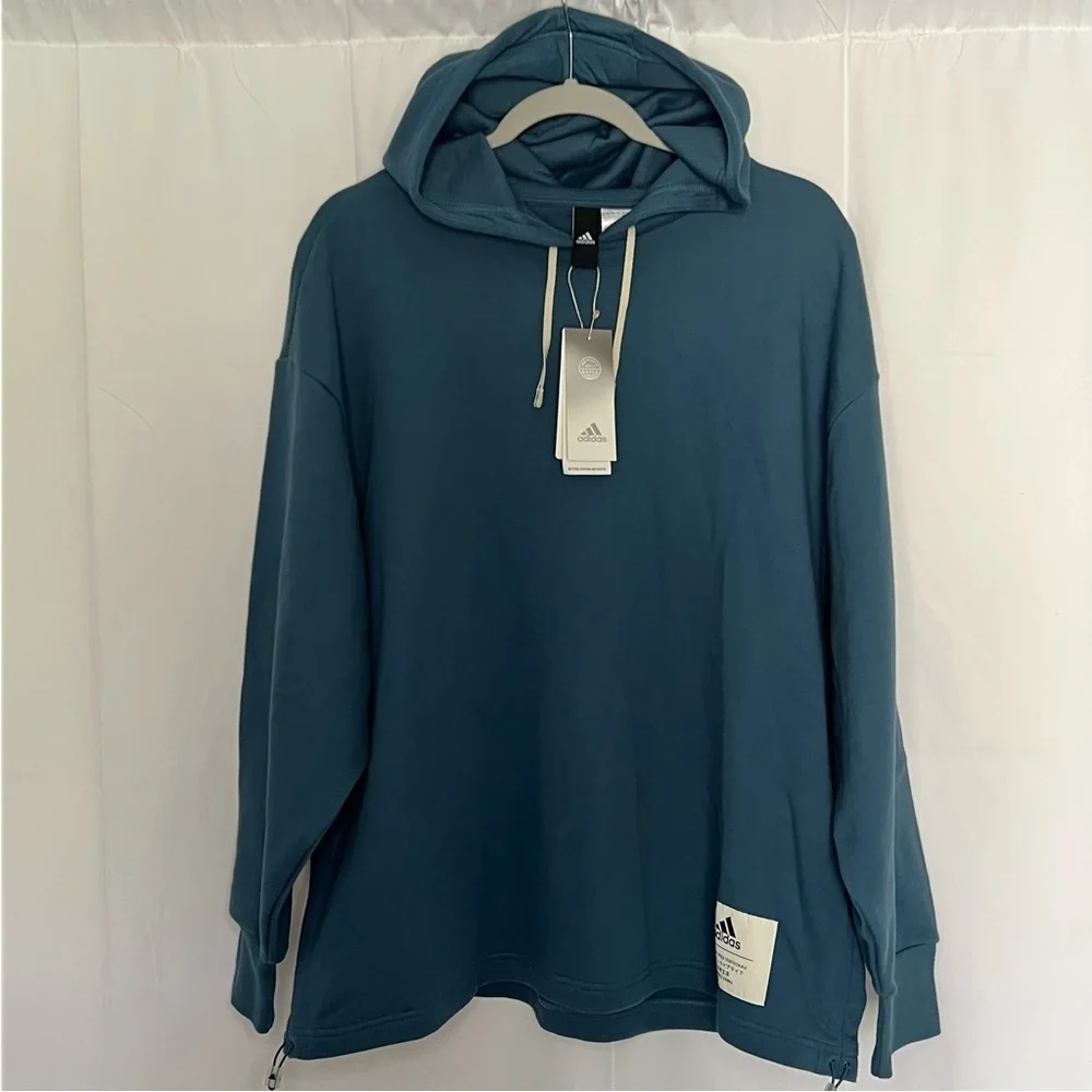 Adidas Hoodie Blue Oversized Straight Hem Knit Small NWT's
